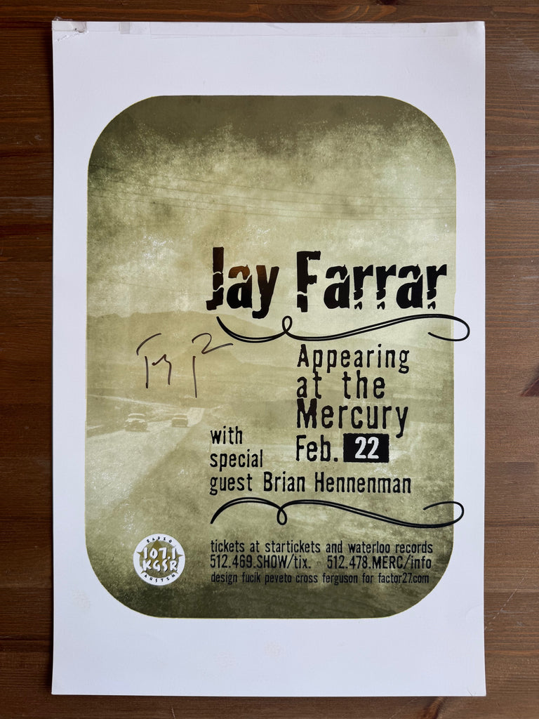 JAY FARRAR - Mercury - Austin, TX 2/22/02 Poster (Autographed by Jay)