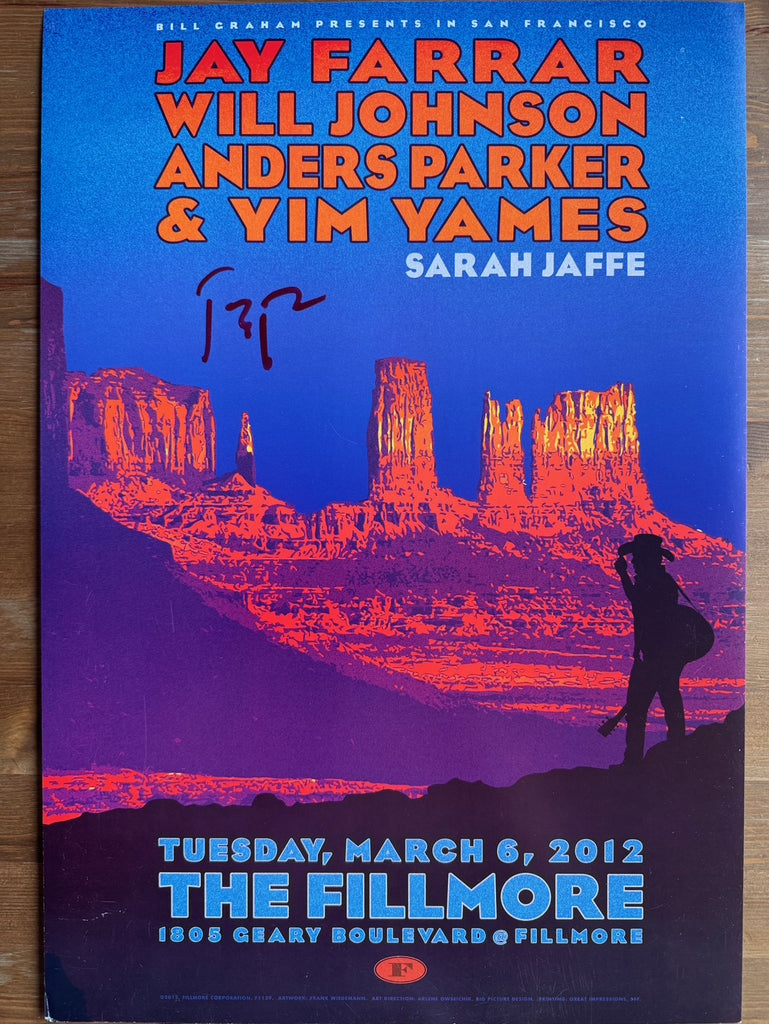 Jay Farrar Yim Yames, Will Johnson Anders Parker - The Fillmore - San Francisco, CA 3/6/12 Poster (Autographed by Jay)