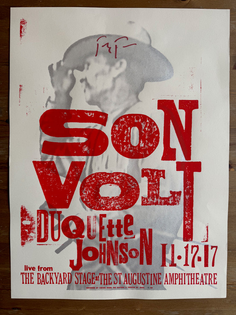 SON VOLT - Backyard Stage - St. Augustine, FL 11/17/17 Poster (Autographed by Jay)