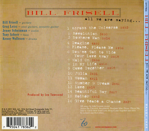 Bill Frisell - All We Are Saying CD