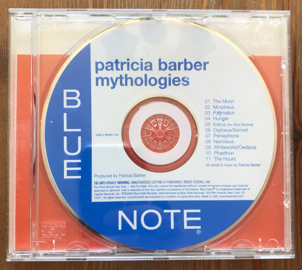 PATRICIA BARBER ‎– Mythologies Promo CD