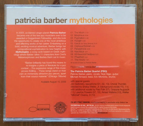 PATRICIA BARBER ‎– Mythologies Promo CD