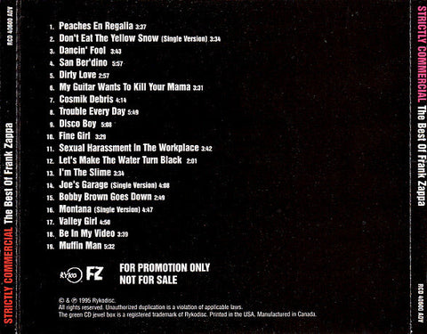 FRANK ZAPPA ‎– Strictly Commercial Advance Promo CD