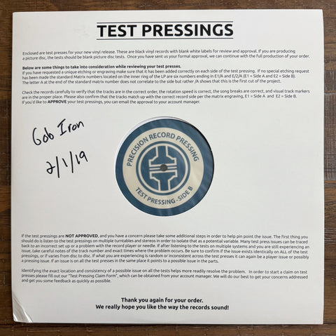 GOB IRON - Death Songs For The Living VINYL (TEST PRESSING)