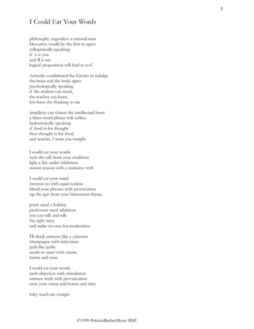 Patricia Barber "I Could Eat Your Words" Lead Sheet DIGITAL