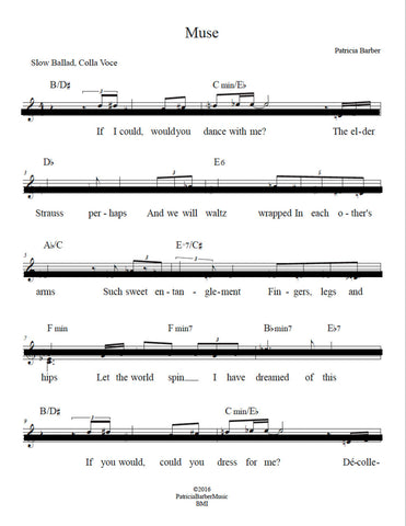 Patricia Barber "Muse" (in key of Ab) Lead Sheet DIGITAL