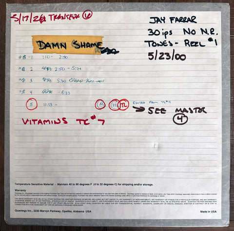 SON VOLT - 2inch Sebastopol "Damn Shame" Tape Reel (Autographed by Jay)