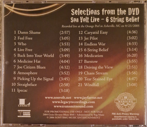 SON VOLT - Selections from the DVD: 6 String Belief Son Volt Live CD
