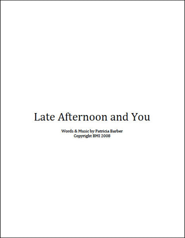 Patricia Barber "Late Afternoon And You" Sheet Music DIGITAL