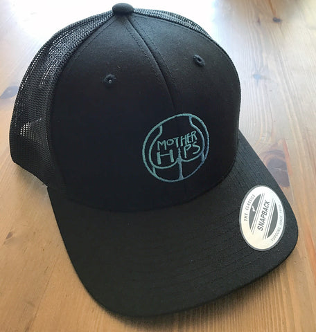Mother Hips Black Aqua Logo Trucker Hat